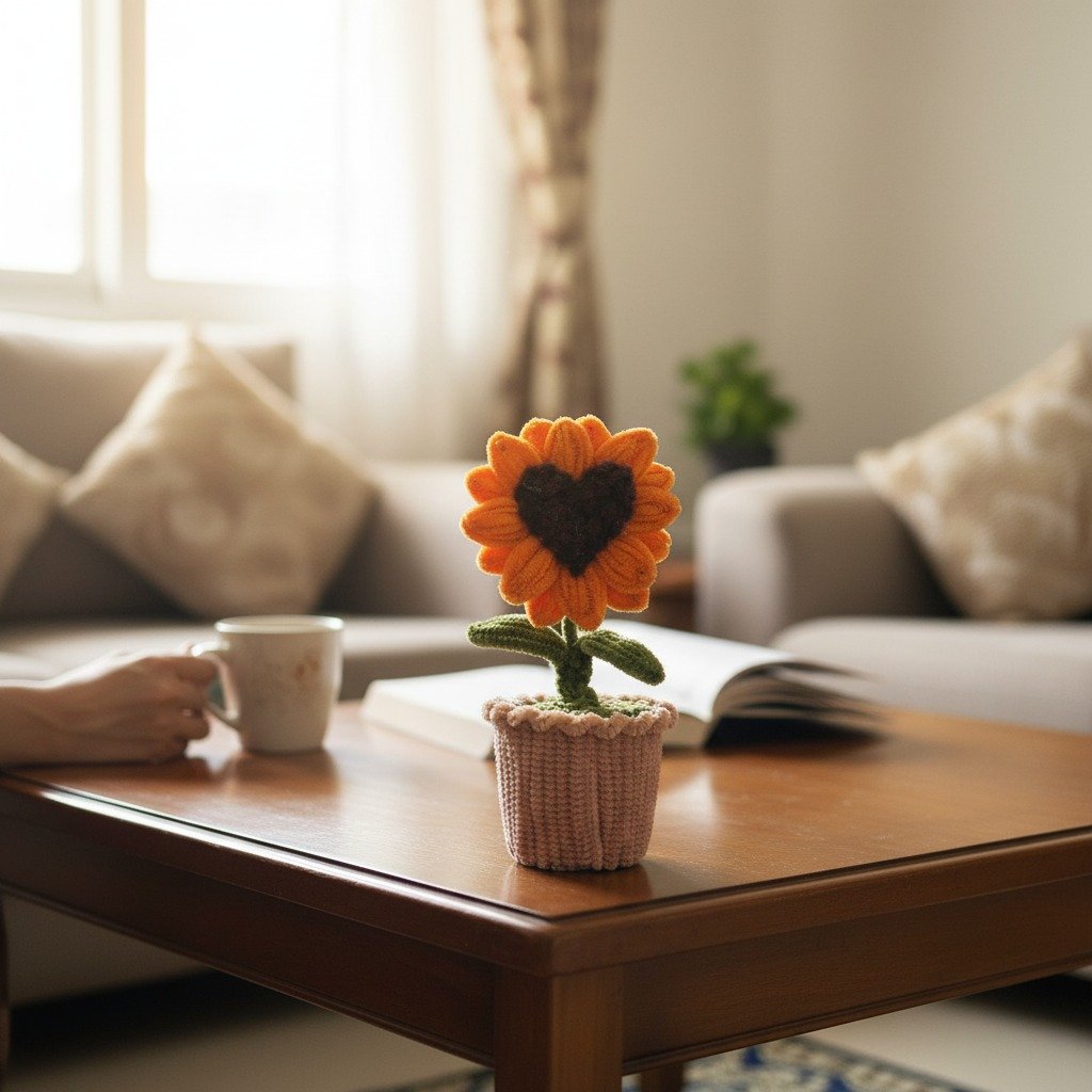 HeartBloom Sunflower Handmade Pot. - Image 2