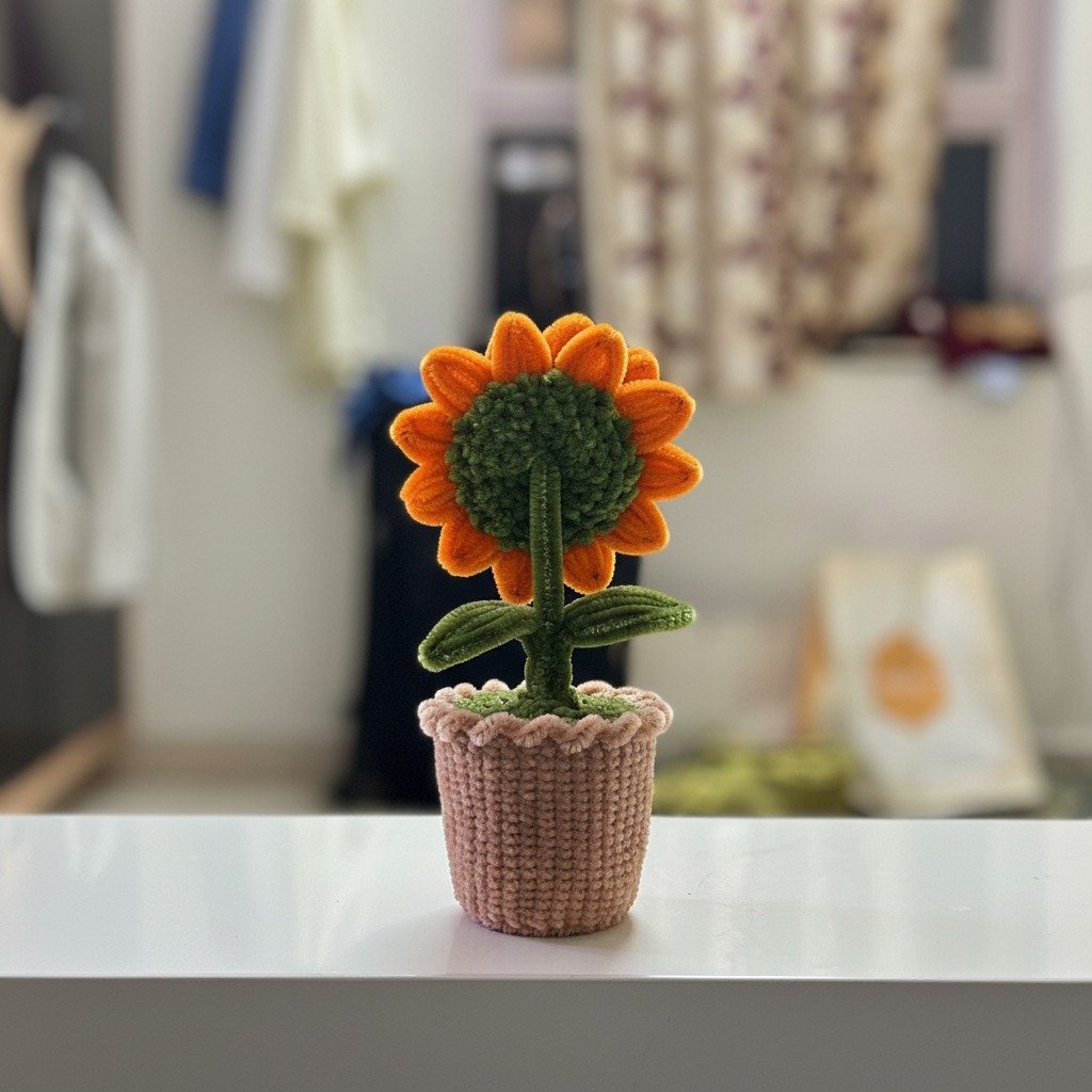 HeartBloom Sunflower Handmade Pot. - Image 3